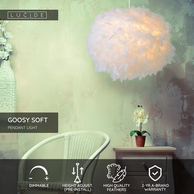 Lucide GOOSY SOFT - Pendant light - Ø 50 cm - 1xE27 - White